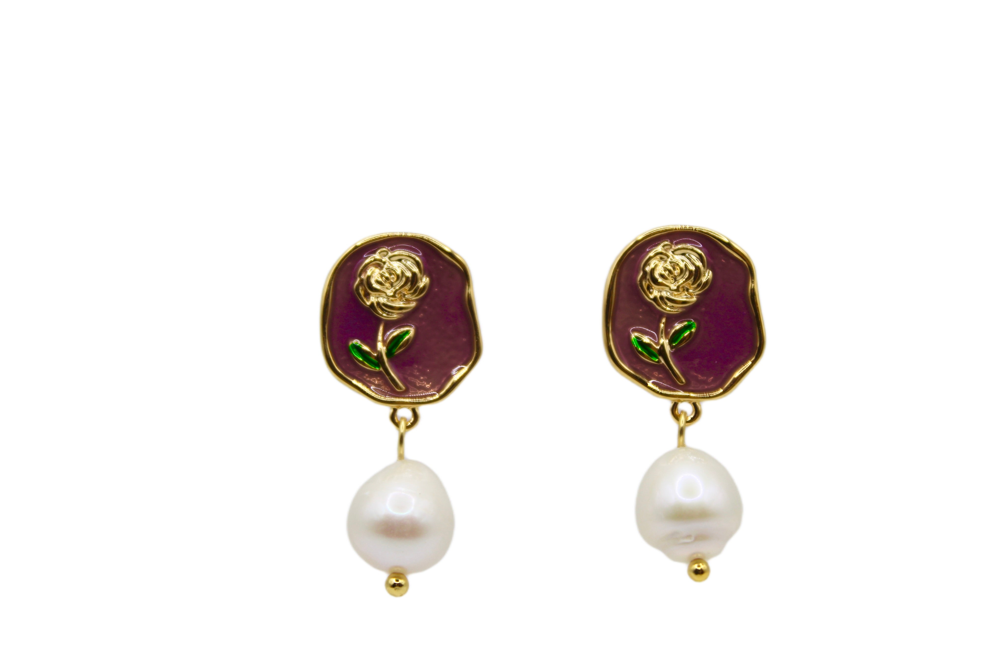 Rose Pearl Drop Earrings