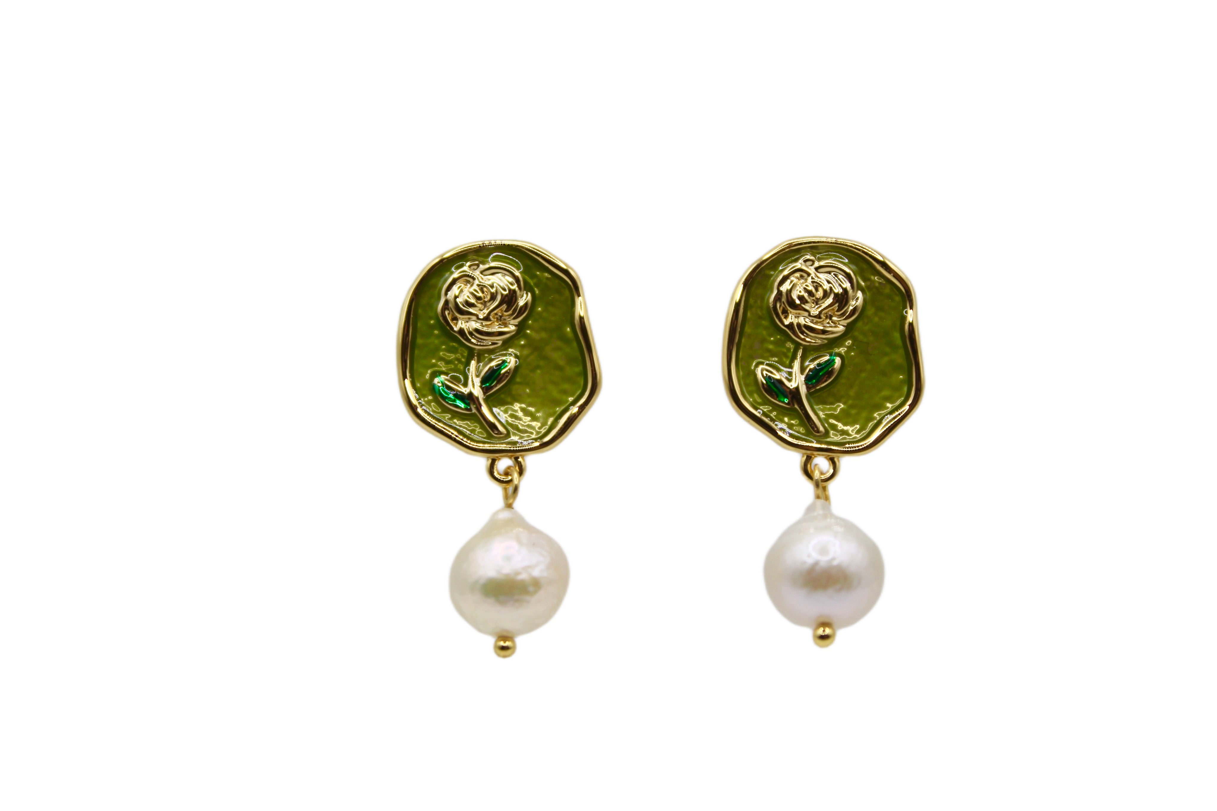 Rose Pearl Drop Earrings