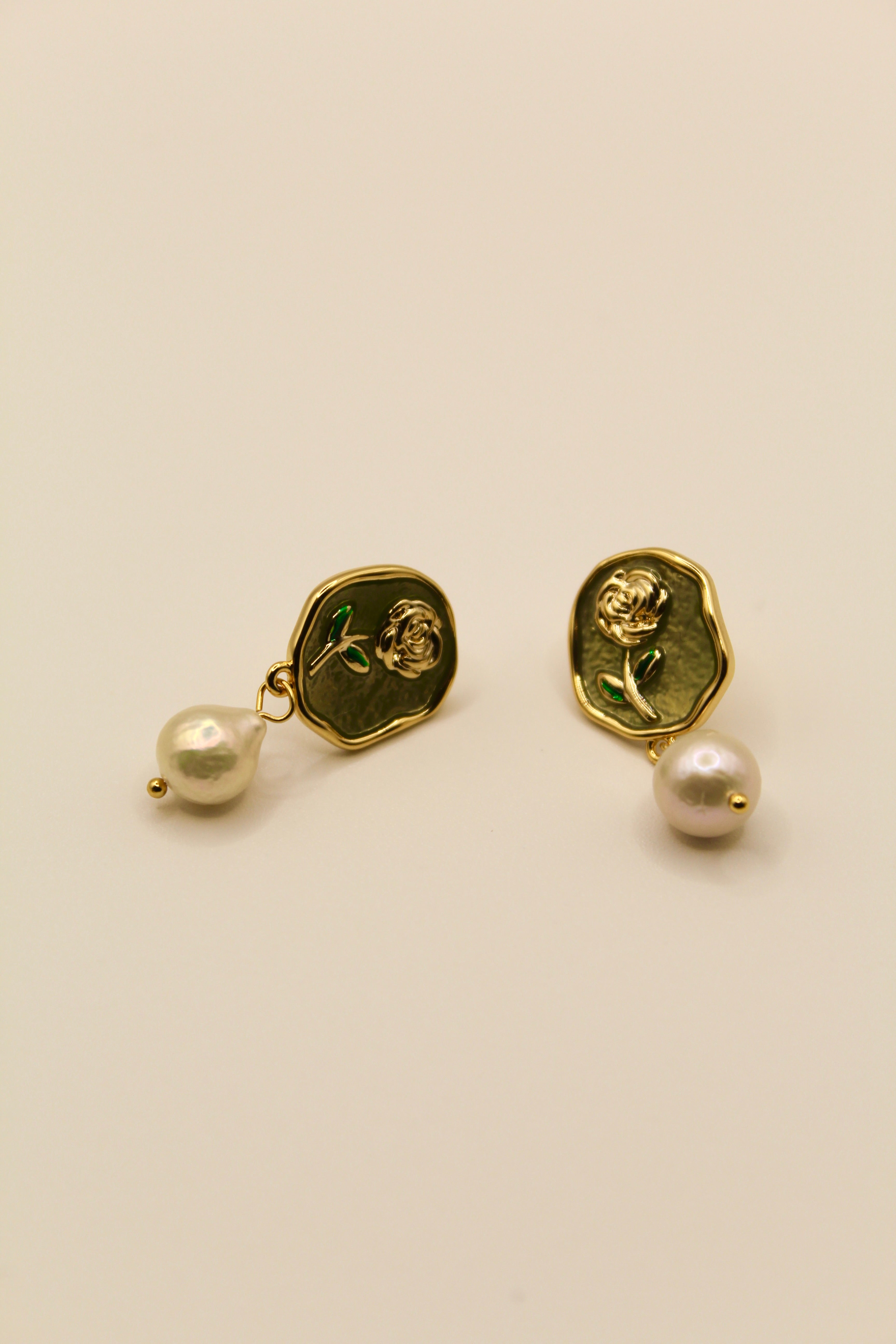 Rose Pearl Drop Earrings